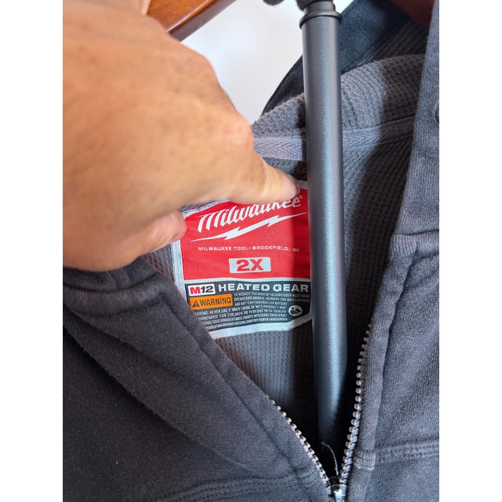 Milwaukee M12 Heated Gear Full Zip Hoodie Black Waffle Knit Thermal Mens 2X - Picture 3 of 8